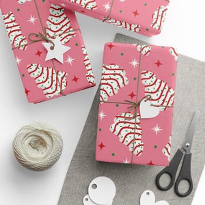 Presentpapper till julgranstårtor | Presentpapper för högtider | Retro julklappspapper | Presentpapper med julmotiv bild 1