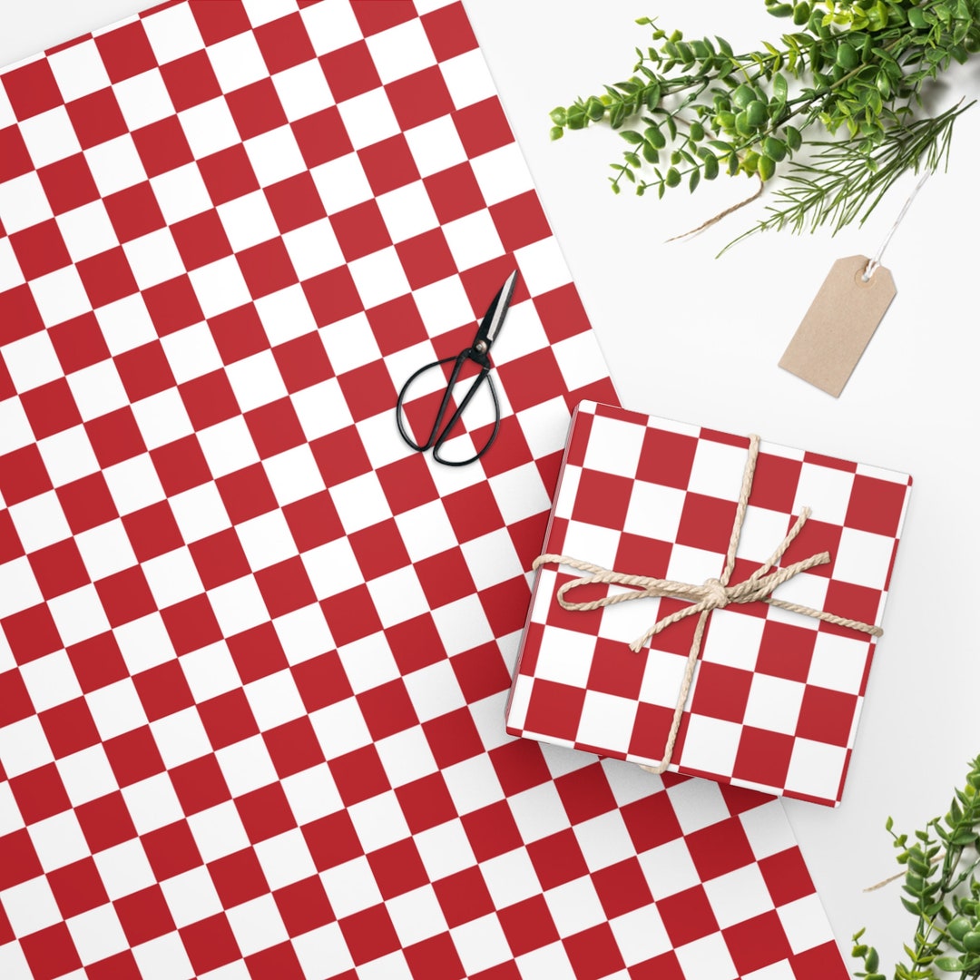 Red Checkered Wrapping Paper Red Christmas Wrapping Paper Etsy
