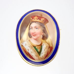 Incredible Antique Solid 9k Gold Young Queen Victoria ROYALTY Miniature Portrait Brooch Pendant 1838, Women's Fine Vintage Estate Jewelry