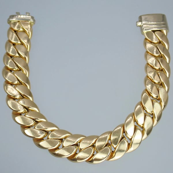Wonderful Vintage Italian Designer MILROS Solid 14k Gold Miami Cuban Link Bracelet 36.1g, men's jewelry, women's jewelry