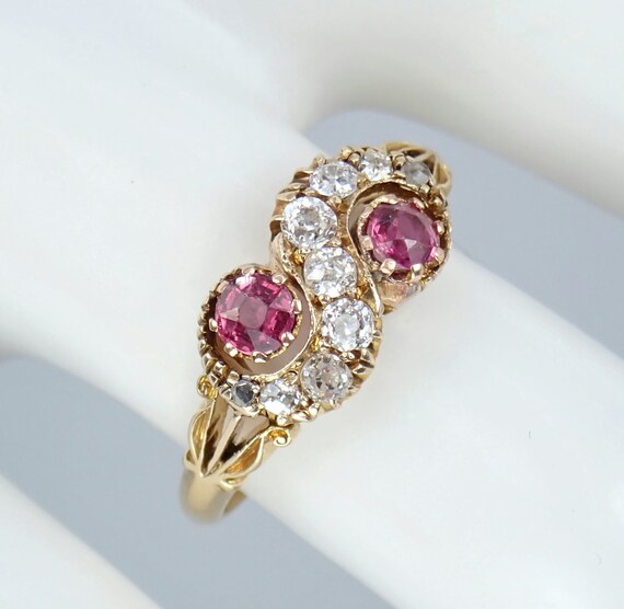 Romantic Antique Victorian Solid 18k Gold Ruby & … - image 7