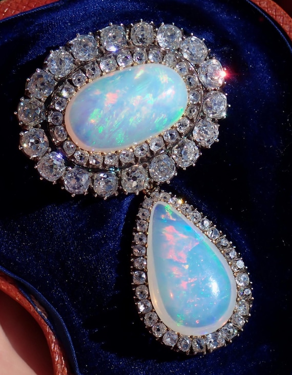 INCREDIBLE Antique Victorian Solid 18k Gold 27ct Opal Mine Cut Diamond Pendant Brooch GIA Certified Women s Fine Vintage Estate Jewelry Etsy Canada