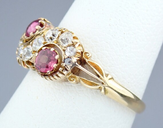 Romantic Antique Victorian Solid 18k Gold Ruby & … - image 2