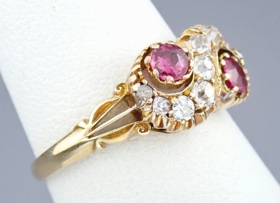Romantic Antique Victorian Solid 18k Gold Ruby & … - image 4