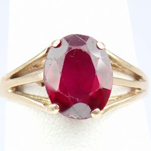 Vintage Mid Century 10k Gold 2.5ct Ruby Ring - Town & Country - Size 6.75