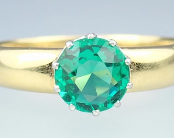 Antique Art Deco 18k Gold Tourmaline Engagement Ring: CF CARLMAN, Sweden, 1923 - Size 8.75