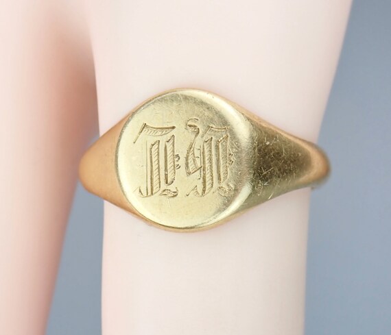 Fantastic Antique Victorian Solid 18k Gold Signet… - image 8