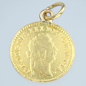 Antique 22k Gold Third Guinea Coin Pendant Necklace - Georgian 1800