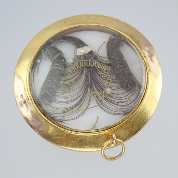 Beautiful Antique Victorian 15K Gold Hair Pearl A… - image 5