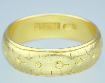 Allegro anello vintage in oro massiccio 22k splendente Suns Curved D Wedding Band Ring 1970 taglia 8 1/2, gioielleria da donna