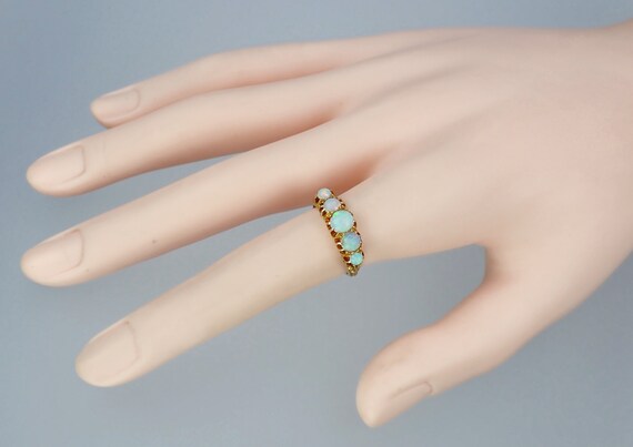 Glowing Antique Victorian Solid 18k Gold Opal Cab… - image 3