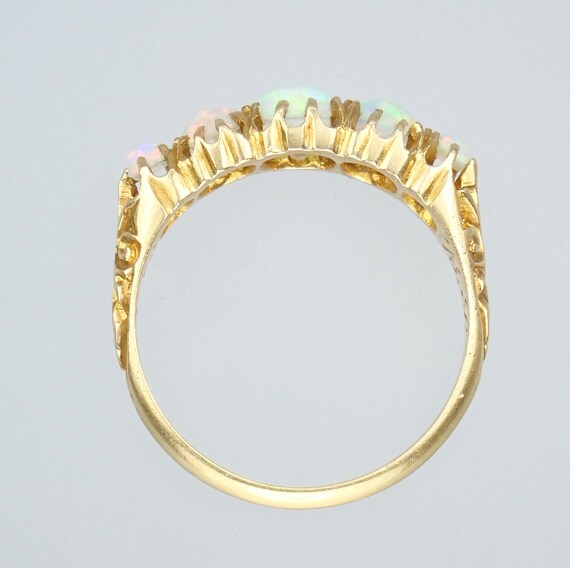 Glowing Antique Victorian Solid 18k Gold Opal Cab… - image 6