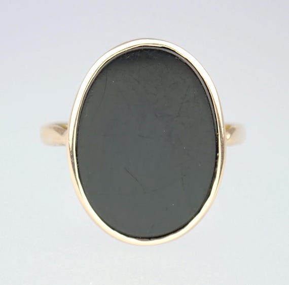 Antique Victorian 9k Rose Gold Onyx Mourning Ring Size