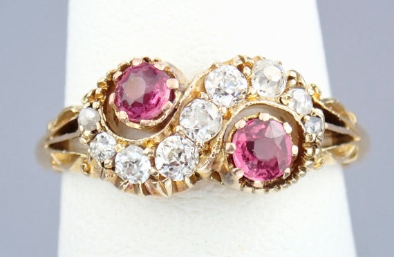 Romantic Antique Victorian Solid 18k Gold Ruby & … - image 10