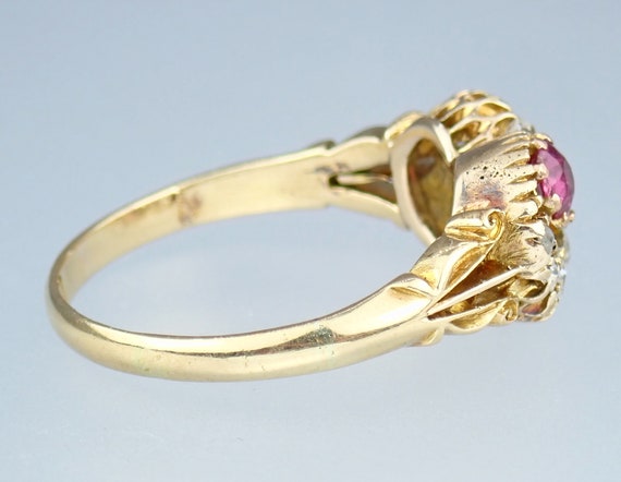 Romantic Antique Victorian Solid 18k Gold Ruby & … - image 6