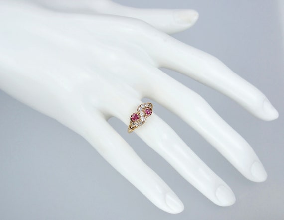 Romantic Antique Victorian Solid 18k Gold Ruby & … - image 3