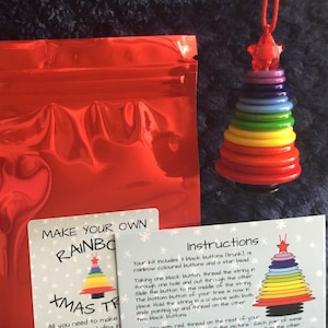 Make Your Own Button Rainbow Tree Kit Craft Activity Decoration.  Stocking Filler Xmas Eve Box Filler Advent Calendar Filler Christmas Gift