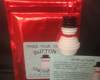 Make Your Own Button Snowman Kit Craft Activity Decoration.  Stocking Filler Xmas Eve Box Filler Advent Calendar Filler Christmas Gift