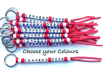 Leavers 2026 Keyrings, Class of 2026, School Colours, Stainless Steel