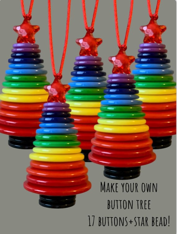Xmas Craft Activity Decoration.  Stocking Filler Xmas Eve Box Filler Advent Calendar Filler Christmas Gift. Make your Own Button Tree