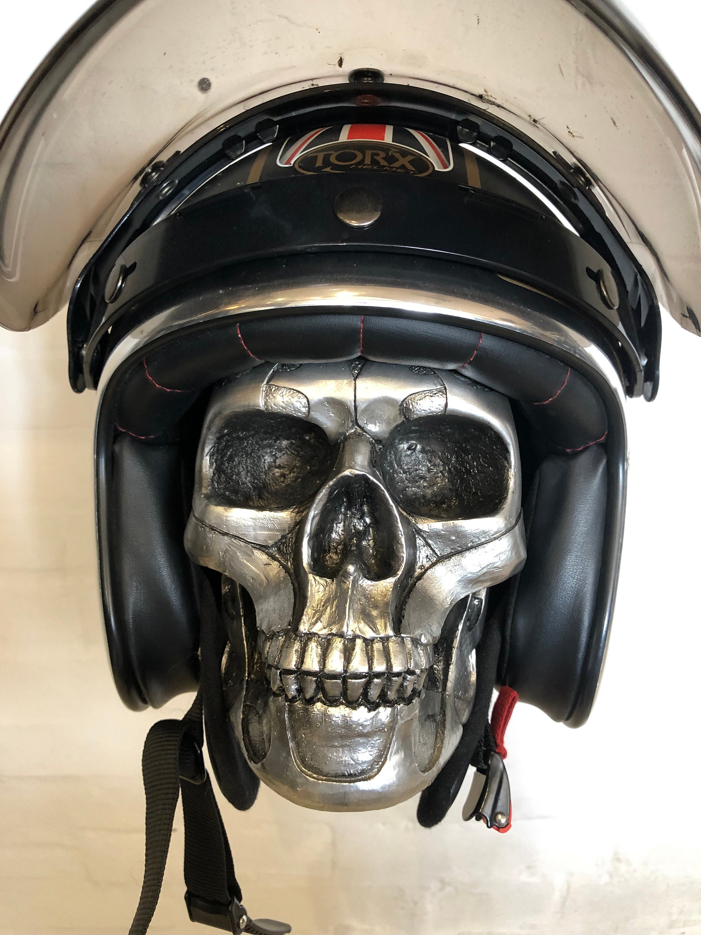 Porte-casque, Porte-casque de moto, Support de casque Wall Mount Skull  Head, Casques crâniens Cintre Accessoires de moto Cadeau pour motards