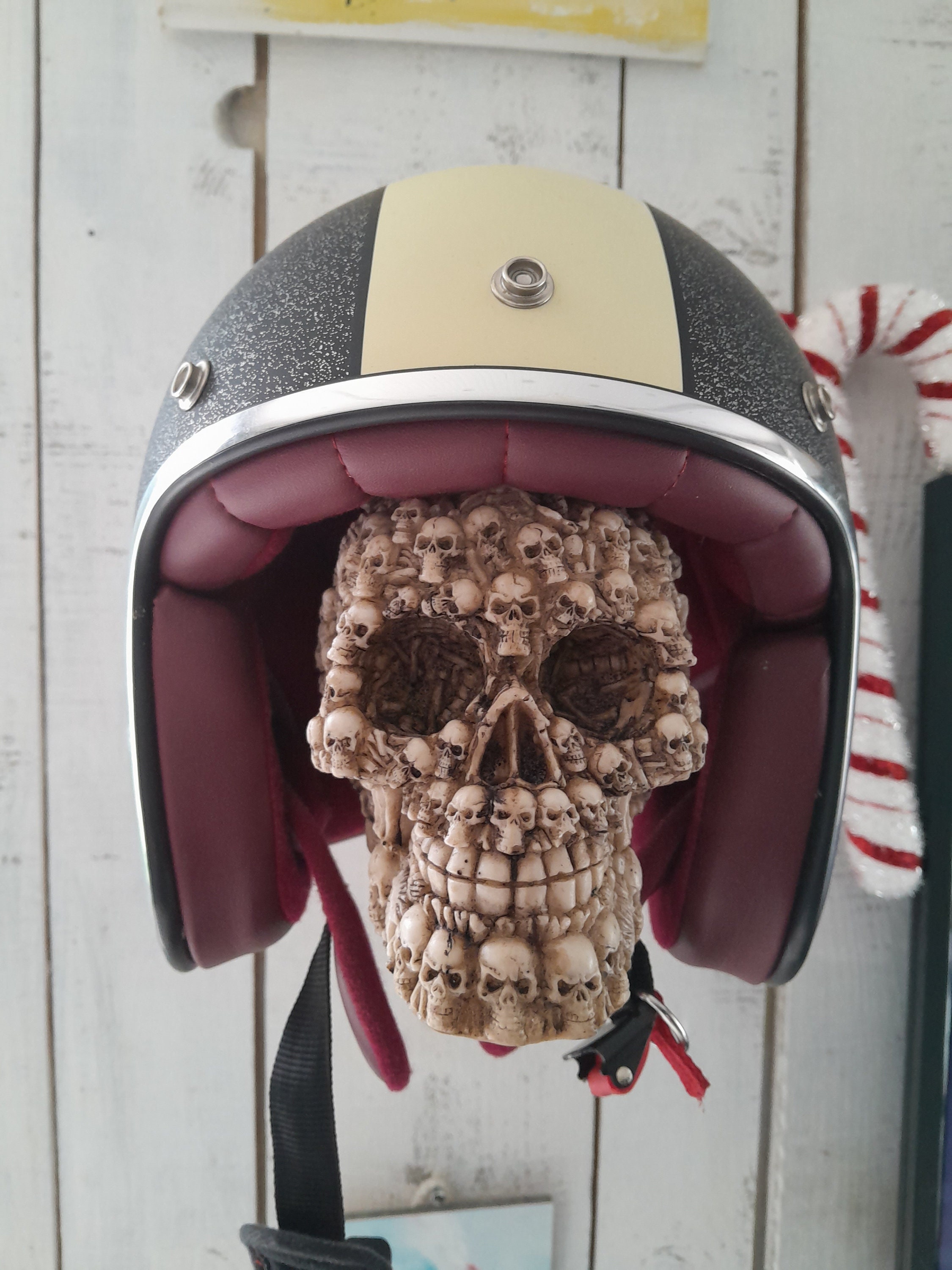 Moto Skull Casque Porte-Casque Forme De Crâne Porte-Casque Décoration  Murale