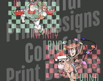 To Infinity and Beyond Christmas PNG DTF/Sublimation Design Buzz & Woody