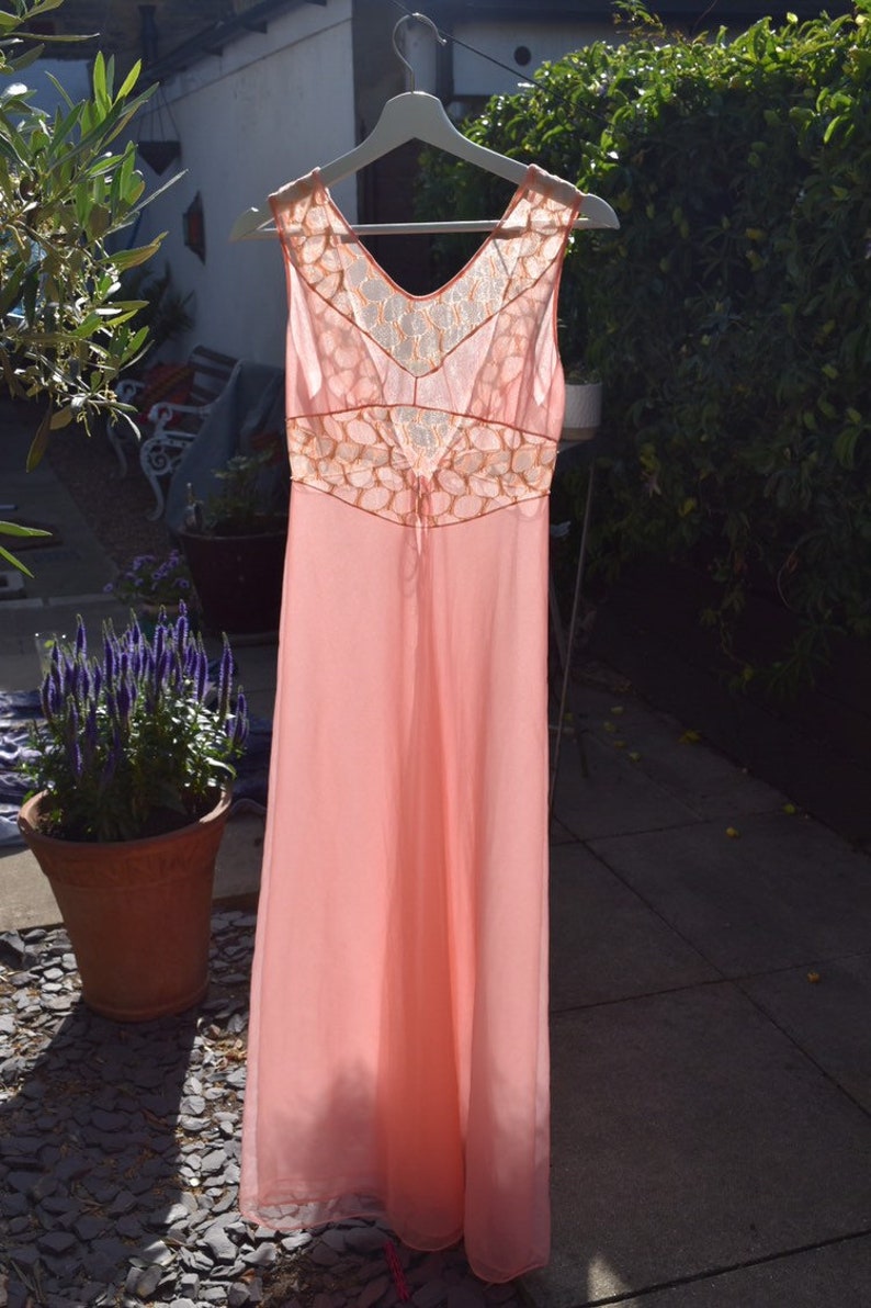 Unusual 1960s Powder Pink Maxi Slip Dress with Cutout Detail