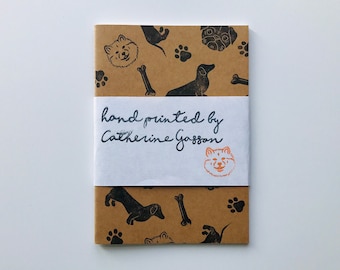 A5 hand printed note pad / sketchbook - dogs