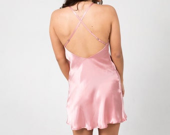 Dusty Pink Silk Slip Dress