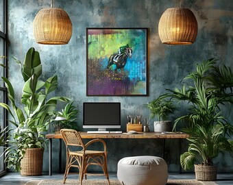 Día de carrera lluvioso - técnica mixta sobre panel de madera