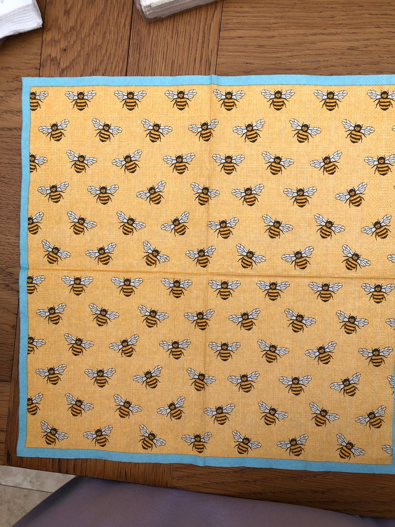 FOUR Bee Napkins for Decoupage Collage Mixed Media and so Etsy