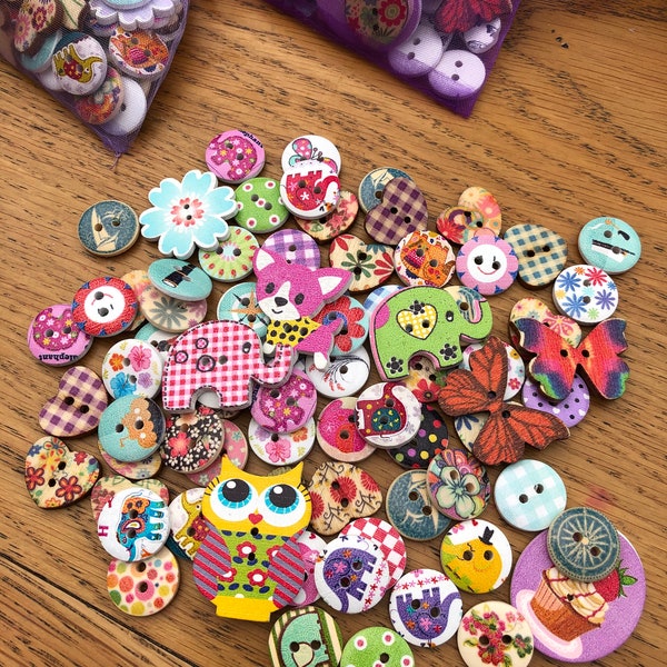 buttons - beautiful mix of pretty buttons approx 50-60 per organza grab bag