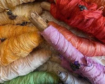 SARI SILK ribbon- hand dyed sari silk ribbon- hand dyed silk - wedding ribbon-ribbon