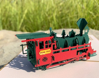 Steam Train Boys Birthday Pop Up Card