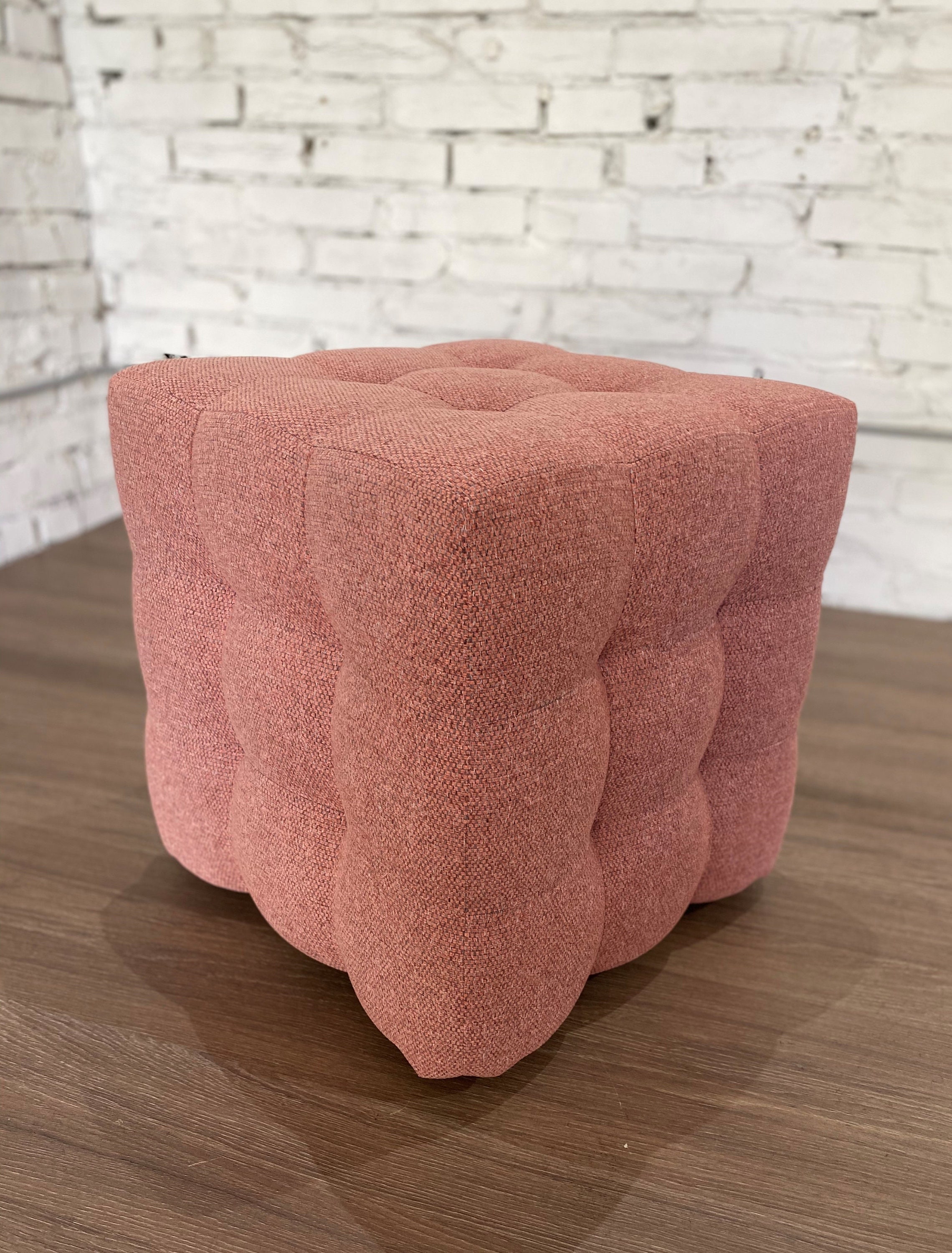 Pink ottoman Pink pouf Square Ottoman Padded stool Square Etsy
