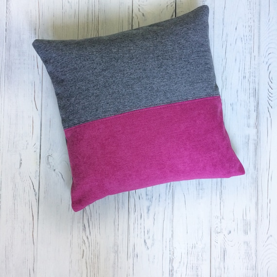 Magenta pillow case Gray Pink pillow One woven pillow cover in trend colours