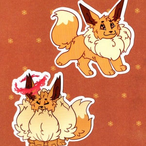 Eevee + Gigantimax G-max Eevee Vinyl Stickers + Holographic Shiny Variant