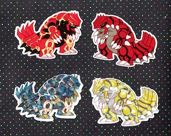 Groudon + Primal Groudon Vinyl Sticker + Holographic Shiny Alt