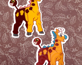 Girafarig Vinyl Sticker + Holographic Shiny Alt