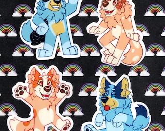 Bluey Heeler Familie 3 '' Vinyl Stickers