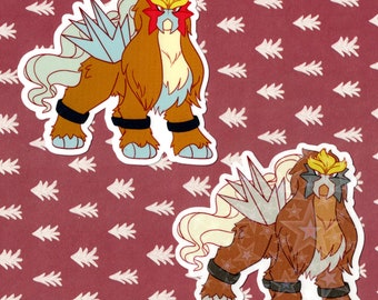 Entei Vinyl Sticker + Holographic Shiny Alt