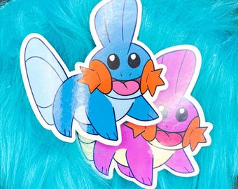 Mudkip Vinyl Sticker + Holographic Shiny Alt