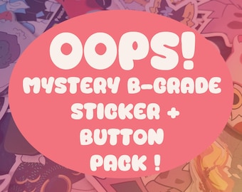 Oops Mystery Bag | B - Grade Stickers and Buttons | 6 Mystery Items