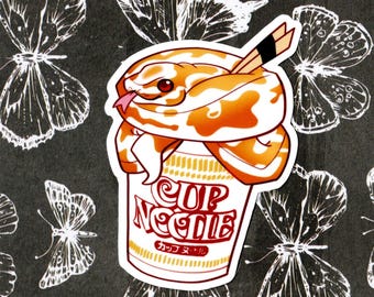 Cup Noodle Ball Python Snake Vinyl Sticker