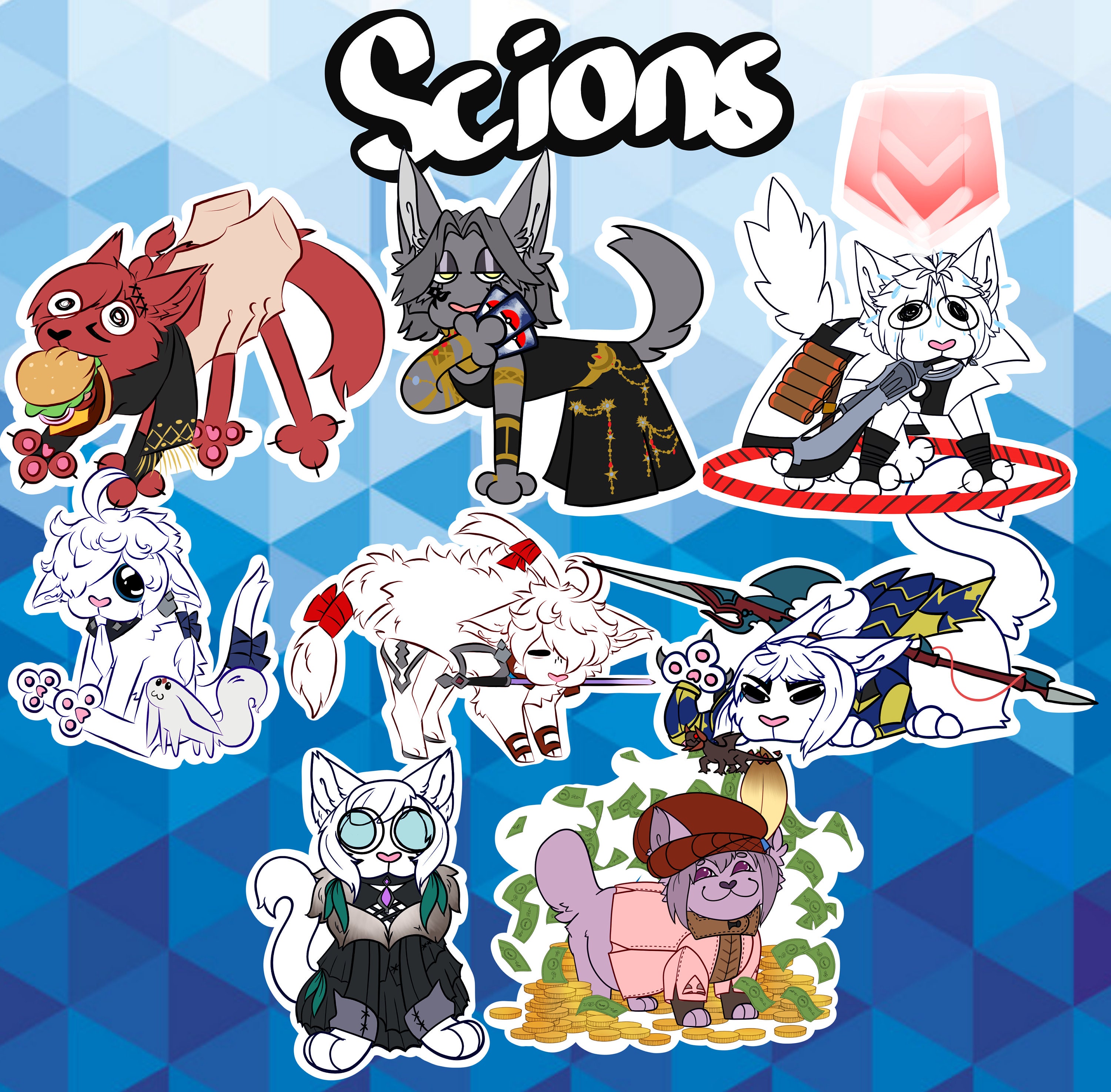 Scrunkly Gremlin Cat Scions FFXIV FF14 Final Fantasy Meme Vinyl Sticker