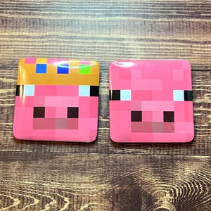 Technoblade + Pig Minecraft 2'' Pinback Square Buttons