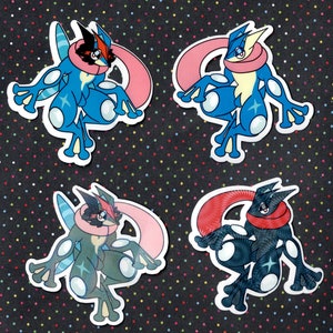 Greninja + Ash Greninja Vinyl Sticker + Holographic Shiny Alt
