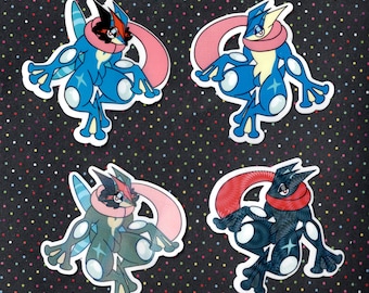 Greninja + Ash Greninja Vinyl Sticker + Holografisch Glänzend Alt