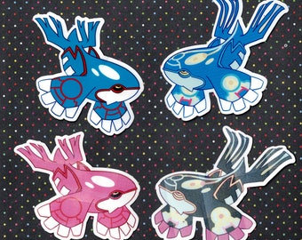 Kyogre + Primal Kyogre Vinyl Sticker + Holographic Shiny Alt